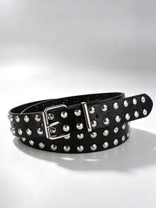 1pc Round Rivet Sequin Punk Style Belt For Men And Women - Black - View 8