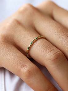 QIUCHU 1pc S925 Sterling Silver Bamboo Knot Niche Original Design Ring, Elegant Versatile Stackable Ring For Women, Suitable For Daily Wear, Dating, Party, And Holiday Gift, Net Silver Weight: 1.3g - Gold - View 9