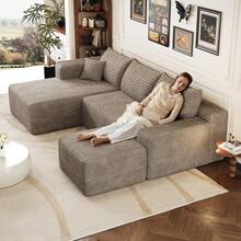 Sofa Camel 4 Seat Made Of Fabric For Living Room - 駱駝色 4 人座 - 查看 3