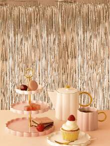 1/2/3/4/6 Pcs Shiny Gold Fringe Curtain For Hanging As Birthday Party Backdrop, Suitable For Decorating Backgrounds Of Birthday Parties, Weddings, All Kinds Of Festivals And Themed Parties, And Serving As Photo Props For Parties - Light Gold - View 5