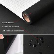 Waterproof Black Matte Vinyl Film - Peel And Stick Sticker, Suitable For Kitchen Countertops, Cabinets Renovation, Furniture - A - View 9
