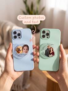 1pc Custom Photo And Text Phone Grip,Personalized Phone Stand Gift For Mom, Dad,Custom Phone Accessory - Multicolor - View 1