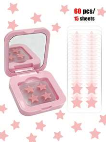 60 Pieces/Box Practical Pink Makeup Mirrors With Star-Shaped Decorative Beauty Patches, Portable Travel Makeup Mirror Box - Multicolor - View 9