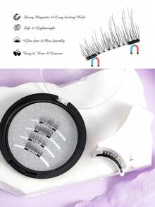 1 Pair Magnetic False Eyelashes, Soft Fur Material, Portable Storage Box - View 3