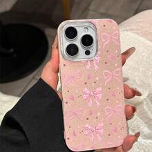 Brilhante Capa Para IPhone 17 Air 13 15 14 16 11 12 Xr Normal Pro Max Plus Borboletas Suaves Capinha - Rosa - Visão 6
