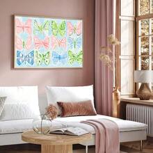 1 pièce Affiche sur canevas papillon aquarelle colorée avec ou sans cadre, ailes de papillon abstraites fantaisistes, style Grandmillennial preppy, impression d'art mural esthétique pour chambre d'adolescente, dortoir, salon, chambre à coucher, décoration de maison moderne - A - Voir 6