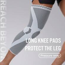 1 Piece Of Breathable Compression Knee Sleeve Anti-Slip Knitted Knee Support Brace Sports Knee Protector For Basketball Running Cycling Gym Meniscus Injury Recovery Knee Guard - Grey - View 4