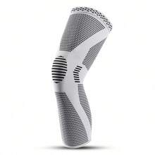 1 Piece Of Breathable Compression Knee Sleeve Anti-Slip Knitted Knee Support Brace Sports Knee Protector For Basketball Running Cycling Gym Meniscus Injury Recovery Knee Guard - Grey - View 8