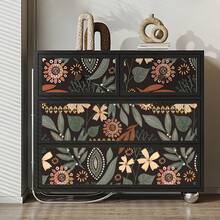 1pc Black Background Deep Green Floral Plant Wallpaper, 17.7" X 118/196", Removable Wallpaper, Living Room, Bedroom Wall And Furniture Renovation Sticker, Autumn Atmosphere Wall Decor, Back To School Decoration, Contact Paper - Home Wallpaper - View 12