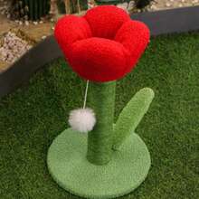 1pc Tulip Shaped Cat Scratching Board With Sisal Rope, Pet Cat Scratching Post Toy - Multicolor - View 8