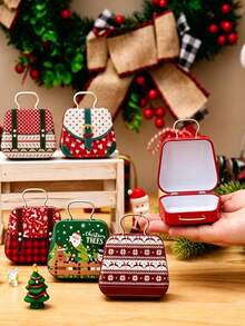 1/2pcs Christmas Tin Candy Boxes, Suitable For Holiday Gifts And Party Favors, Gift Bags, Christmas Decoration - Multiple Styles - View 6