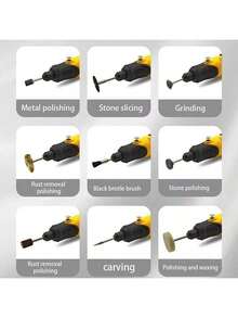 Mini kit de herramientas rotativas inalámbricas USB para joyería, procesamiento de metales y vidrio; bolígrafo para tallar madera; bricolaje. - Amarillo - Ver 5