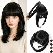 Braided Headband With Bangs, Synthetic Fiber Invisible Bangs Hair Extensions, 3-Strand Braided Headband Wig, Covers Large Forehead, Heat-Resistant Women's Hair Accessory - Multicolor - View 2