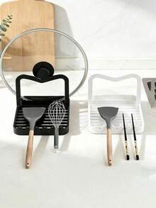 1 Buah Rak Penyimpanan Dapur Multifungsi, Dengan Kompartemen yang Dapat Dilepas & Baki Penampung Air, Menyimpan Tutup Panci, Sendok, Spatula, Baki Air Menjaga Permukaan Meja Tetap Kering, Warna Netral Acak untuk Dapur Apartemen/Asrama - MultiWarna - View 18