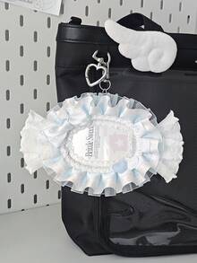 Cute Lolita Candy-Shaped Photo Card Holder, Ruffle Edge Polka Dot Organza Lace Bow Heart Decor, Sweet ID/Credit Card Sleeve, Photo Card Storage Case - Rectangle - View 10