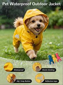 1 buah Jas Hujan Tahan Air Seluruh Tubuh untuk Anjing Ukuran Kecil hingga Sedang, Setelan Pelindung Hujan Empat Kaki, Cocok untuk Teddy, Pomeranian, Bichon, dan Ras Anjing Lainnya - MultiWarna - View 1