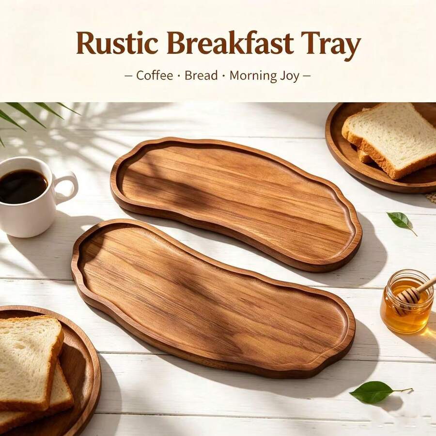 1pc Multi-Purpose Acacia Wood Tray, High-Quality Wooden Tray, Suitable For Bathroom, Dining Table, Perfume Tray, Kitchen Tray, Reception Desk, Decorative Tray, Suitable For Room Decor, Home Decor, Bathroom Decor And Living Room Decor, Widely Used Wooden Tray In The Home - Brown - View 1