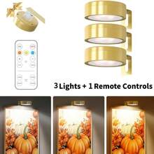 1/3/6pcs Wireless Metal Wall Mounted Art LED Picture Light, Wall Lamp, String Light, Lighting Fixture, Night Light, Reading Light, Magnetic Wall Light, Suitable For Hallway, Bedroom Decor, Living Room, Party Decor, Home Decor, Room Decor, Christmas Decor - Tricolor Light - View 16
