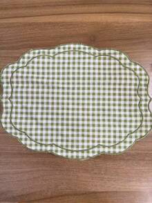 1/2/4pcs French Pastoral Ins Style Minimalist Gentle Yellow Plaid Asymmetric Embroidered Vintage Dining Napkin/Placemat/Tablecloth - Multicolor - View 13