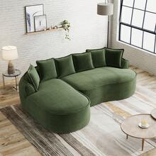 Chaise Lounge Green Made Of Chenille For Living Room And Relaxation Area - Green 3 Seat - 查看 3