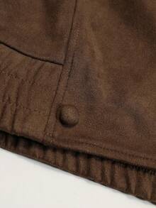 Luxury Suede Oversized Wool Coat Women Lapel Faux Fur Long Sleeve Daily Fall Winter Fashion - Coffee Brown - View 7