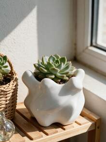 Unique Asymmetrical Rotating Asymmetrical Planter With 3D Wavy Textured Design, Creative Decorative Flower Pot For Home Desktop, Balcony, Succulents, Suitable For Living Room, Office, Entryway And Other Decorative Display - Multicolor - View 4