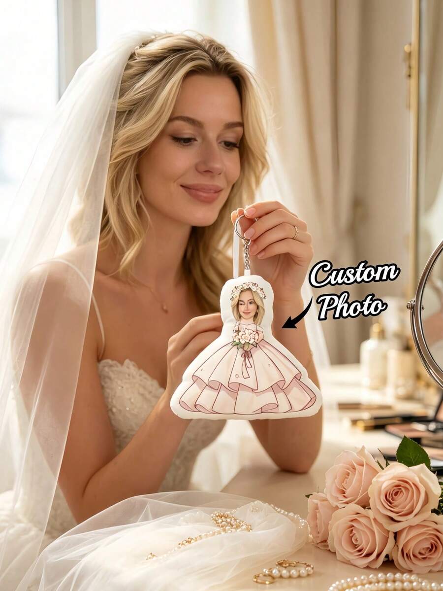 1Pc Custom Photo Keychain,Personalized Mini Keyring,Gift For Friends,Cute Photo Keepsake,Bag Charm Accessory,Backpack Pendant,Wedding,Special Occasion - Multicolor - View 1