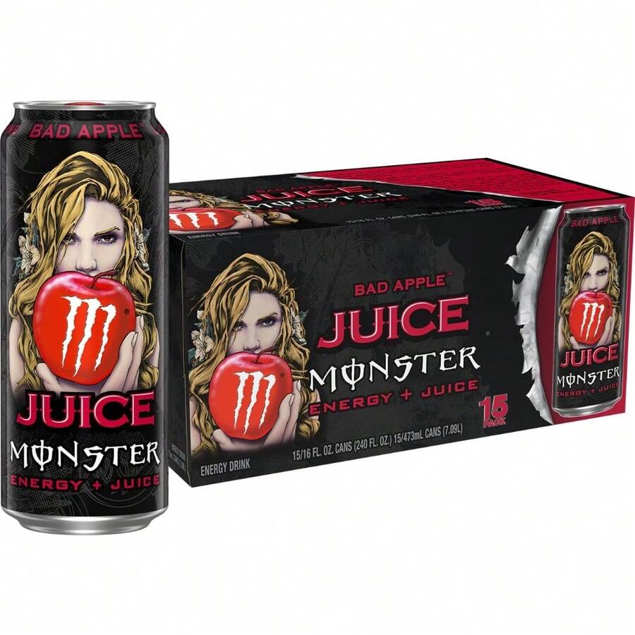 Monster Energy Juice Bad Apple, Energy + Juice, Energy Drink, 16 Ounce (Pack Of 15) - Default - View 1