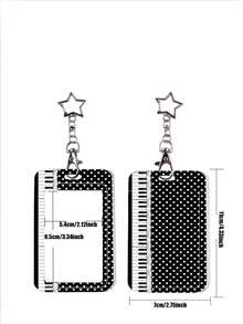 1pc Vintage Polka Dot Piano Key Card Holder With Star Hook, Student Campus Card/Access Card/Bus Card Protective Sleeve, INS Style, Suitable For Office Workers And Students For Daily Use - Rectangle - View 4
