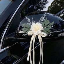 婚車後視鏡裝飾花束，婚車門把手蝴蝶結花束 - 多色 - 查看 1