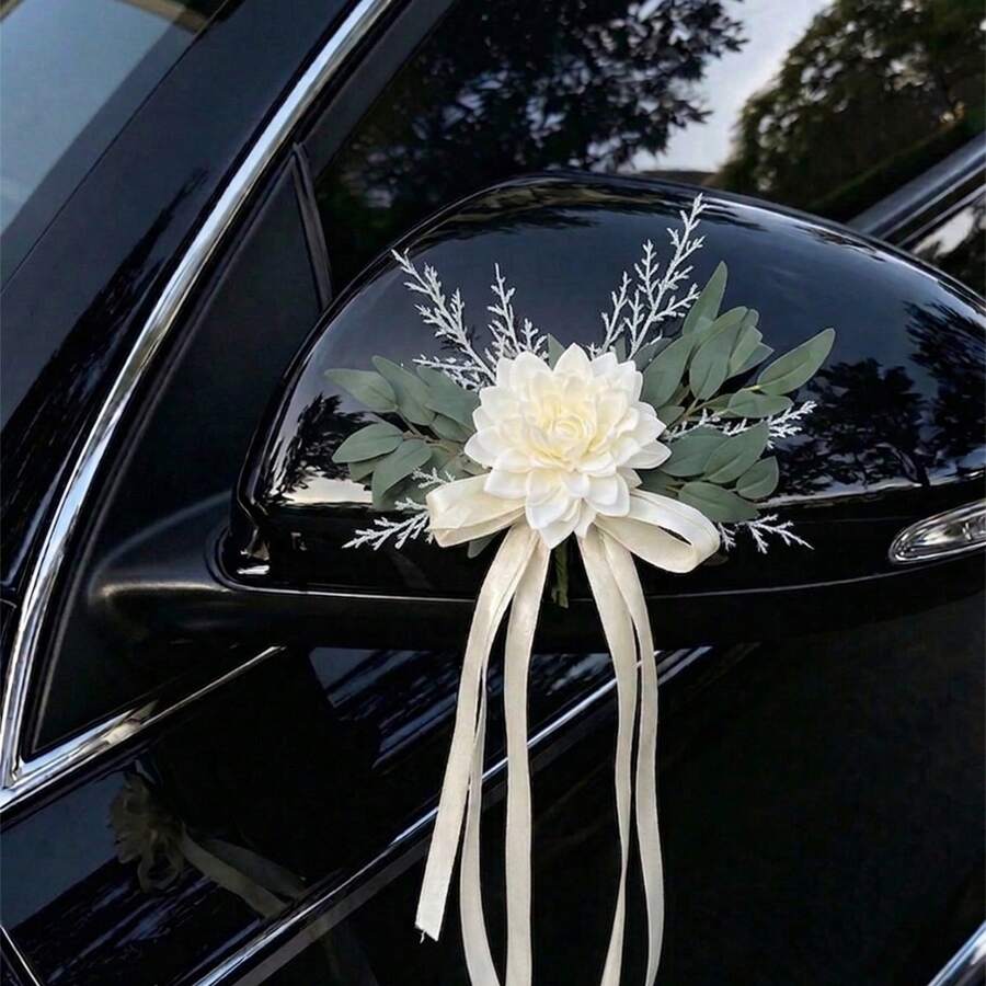 婚車後視鏡裝飾花束,婚車門把手蝴蝶結花束 - 多色 - 查看 1