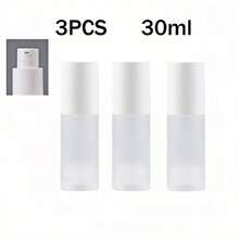 3件組 15ml/30ml/50ml 真空泵瓶套裝，防漏旅行化妝品分裝瓶，適用於精華液、乳霜、乳液、化妝水，可補充磨砂方瓶，白色瓶蓋，無味，適合居家、沙龍、禮品收納盒、手持使用 - 彩色 - 查看 3