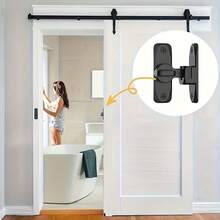2-Piece Set (1 Heavy-Duty Security Door Lock Handle + 1 Screwdriver), Commercial/Residential Grade Security Bolt Lock With Anti-Pry Function, Adjustable Sliding Insert, 90°/180° Bi-Directional Rotation, Fits Left/Right Doors, Installable At Any Angle, Includes Full Set Of Mounting Screws, Pure Manual Operation, Reinforced Durable Metal Structure, Anti-Gap Design To Prevent Prying Open From Door Gap, Easy Installation, Suitable For Swing Doors, Sliding Doors, Bathrooms, Bedrooms, Homes, Rental Properties, Shops, Warehouses And More - Multicolor - View 7