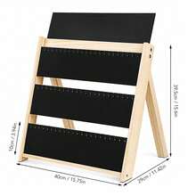 Tabletop Wooden Jewelry Organizer With Chalkboard 3-Tier Display Stand For Craft Fair & Home Use - Black - View 5