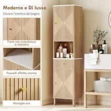Storage Cabinet, Adjustable Shelves, Engineered Wood, 41.5 X 30 X 168 Cm, For Bathroom, Living Room And Hallway, Oak - Multicolor - View 5