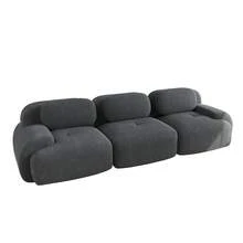 Modular Sofa Grey Made Of Corduroy For Living Room And Lounge - 灰色三座 - 查看 6