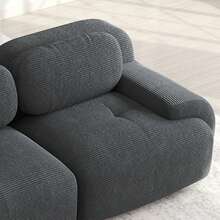 Modular Sofa Grey Made Of Corduroy For Living Room And Lounge - 灰色三座 - 查看 7