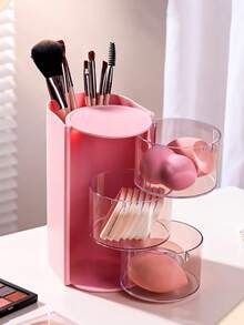 2pcs Multi-Functional Rotating Desktop Storage Box, Rotating Multi-Layer Transparent Hair Accessory Storage Box, Children's Room Rotating Desktop Storage Box, Hair Clip Storage Box, Multiple Hair Accessory Storage Box, Best Birthday Gift Makeup Brush Holder Makeup Organizer - Multicolor - View 8
