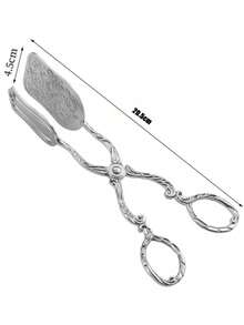 1pc European Style Embossed Cake Dessert Clip Vintage Bread Clip Baking Clip Exquisite Afternoon Tea Dessert Fruit Clip - Silver - View 4