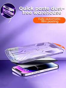 Auto-Adsorption, Effectively Protect Your Privacy - Easy One-Pull Application, High-Aluminum Tempered Glass Screen Protector With Built-In Dust-Proof Net Compatible With Iphone 18 Pro/18 Pro Max, Dust-Free Storage, Anti-Peeping On Both Sides, Reject Peeping, Integrated Dust-Proof Earpiece, Effectively Protect Earpiece, Smooth Oleophobic Anti-Fingerprint, Original Image Quality, One-Touch Application With No Bubbles - Black - View 4
