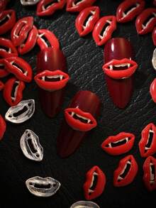 20Pcs Vampire Lip Nail Charms Alloy Gothic Halloween Nail Art Decor - Red - View 2