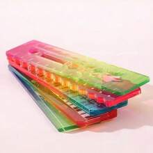 Mini règle multifonction de paume pour étudiant, règle de cahier, règle droite compacte transparente ondulée colorée avec rapporteur - Multicolore - Voir 3