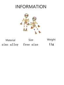 1 Pair Halloween Colorful Rhinestone Skeleton Frame Earrings, Dynamic Swinging Gothic Style Party Atmosphere For Women - Skull Frame  Earrings - View 8