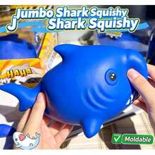 1pc Giant Shark Squishy Toy, High Elastic Soft Rubber Stretchable Shapeable Stress Relief Squeeze Toy For Adults And Students (Random Packaging) - Multicolor - View 3