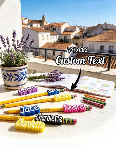 1/3/5pcs Personalized Pencil Toppers, Customized Name Pencil Accessories, 3D Printed School Souvenirs, Back To School Gifts, Classroom Gifts, Birthday, Special Occasions