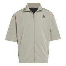 Adidas Spring/Summer Short Sleeve Sports Jacket, Collared Basketball Sports Short Sleeve Outerwear Top JC7837 - Light Grey - View 2