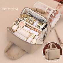 Double Layer Multi-Compartment Handheld Makeup Bag, Portable Travel Large Capacity Storage Bag, Skincare Storage Bag, Travel Portable Makeup Bag - Multicolor - View 13