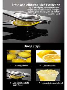 1/2 buah Alat Pemeras Jeruk Manual, Alat Pemeras Jeruk Lemon Stainless Steel, Alat Ekstraksi Jus Buah untuk Penggunaan Rumah Tangga - Perak - View 4