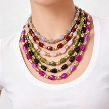 1 pieza Collar de cuentas negro sencillo y versátil de moda - Negro - Ver 7