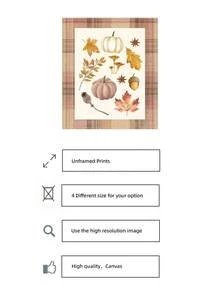 1pc Frameless Rustic Fall Plaid Pumpkin Harvest Wall Art Dorm Gift - Multi-color - View 7